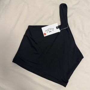 Asymmetric One-Shoulder Black Crop Top